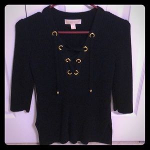 EUC MK LACE UP SWEARER SZ MEDIUM